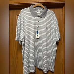 Izod Golf Men's Polo in Gray and White Stripes